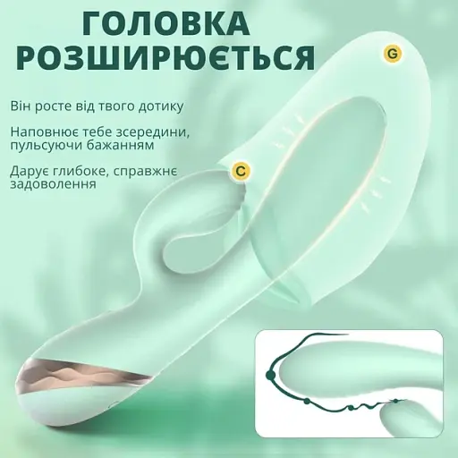 Вібратор I’MCUM Air Lover із функцією збільшення надуванням Зелений (IM-ZDB299) - фото 4