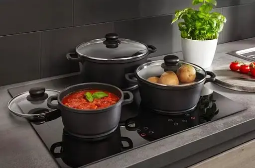 Набор кастрюль Bohmann BH-6006-MRB 6 предметов для всех типов плит Черный - фото 2