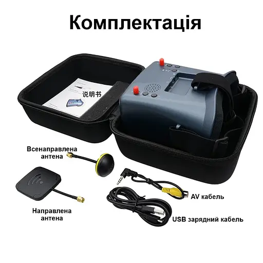 FPV окуляри - шолом для квадрокоптера та авіамоделей із записом відео Nectronix LS008D, 4,3" екран, 5.8 ГГц, 800x480 (100985) - фото 6