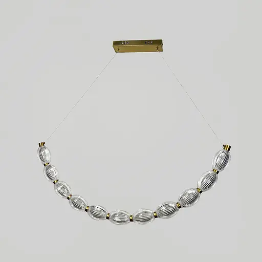 Дугова Led люстра з 11 прозорими рельєфними кульками у корпусі 90 см | Line F | Арт. MJ344-900L AB+CL - фото 6