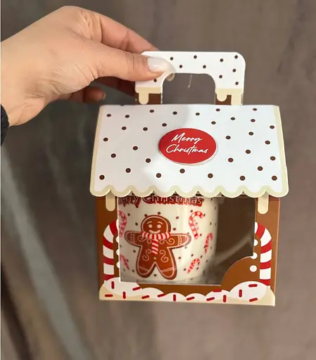 Кружка новогодняя Рождественское печенье керамика в подарочной упаковке 350 мл Белая - фото 4