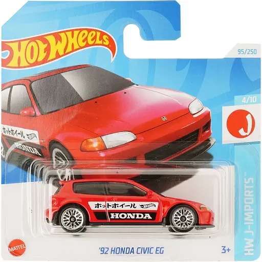 Базовая машинка Hot Wheels HW J-Imports '92 Honda Civic EG красная (5785)  - фото 1