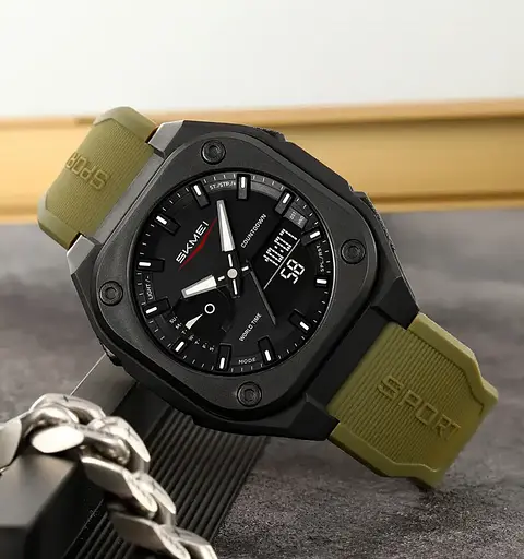 Часы мужские наручные спортивные Skmei 2328 (Зеленый) - фото 4