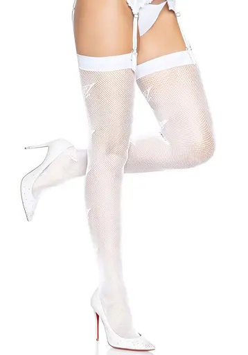 Чулки-сетка со швом сзади Leg Avenue Butterfly back seam thigh highs One size White - фото 3