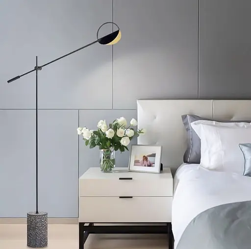 Торшер в чорному кольорі корпусу з натуральним камінням | Арт. FSE 14 BK | Line F - фото 1