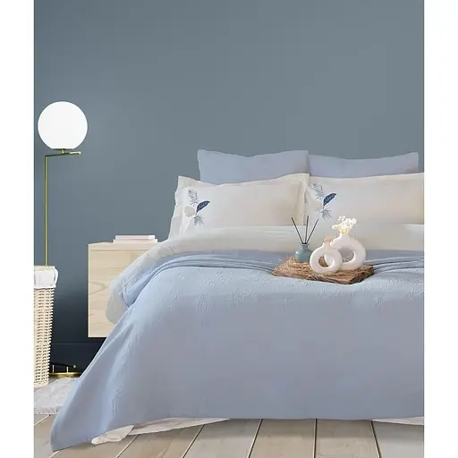 Літня постільна білизна Palm Mavi з покривалом 220*240 см Moss Home pbe0051397 - фото 1