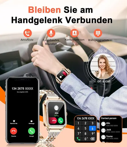 Смарт-часы женские Lige SML8 железный + силиконовый ремешки Gold (17797) - фото 3