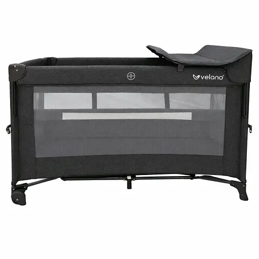 Ліжко-манеж дитяче з другим ярусом та пеленатором VELANO Tino, dark grey - фото 1