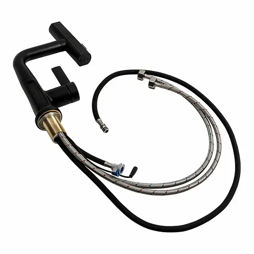 Змішувач для кухні Platinum с висувним виливом та індикатором A242 чорний - фото 4