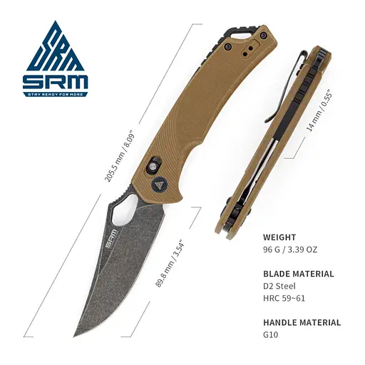 Ніж складаний SRM Retriever 9202-GW, коричневий - фото 7