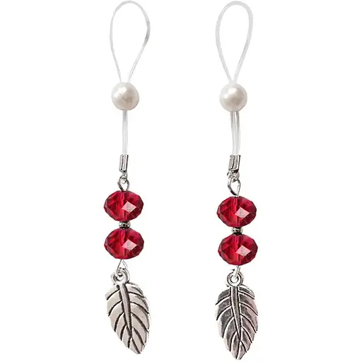 Сексуальные украшения для сосков Art of Sex Nipple Jewelry Leaf с листочком, цвет красный
