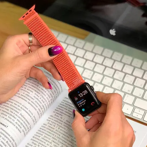 Ремешок Nylon для Apple Watch 42(ser.1-3)/44/45/46/49mm Оранжевый / Orange - фото 2
