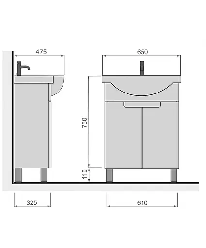 Тумба Мойдодир Tetris White 65 з умивальником Freja 65 Білий - фото 2