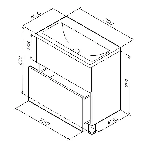 Тумба з умивальником AM.PM Gem підлогова 75 см білий MGA-FSX07522WG-WCC0752WG Білий - фото 8