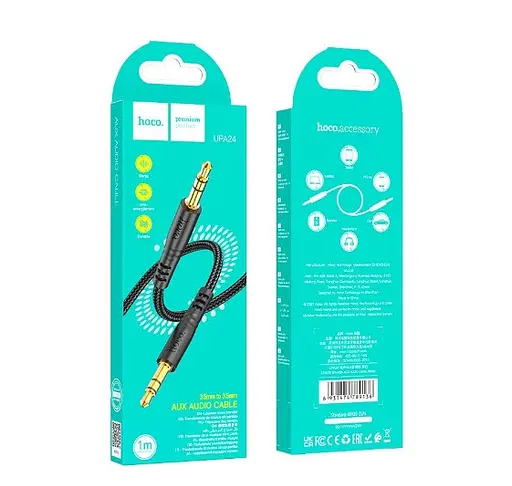 Кабель AUX Hoco UPA24 Smooth AUX audio cable Чорний - фото 2