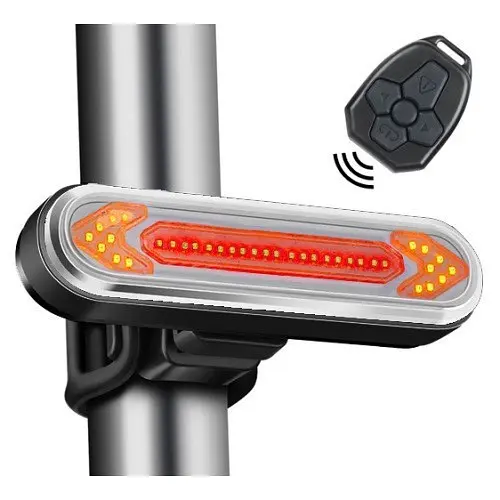 Велосипедная задняя фара (габарит) QCA2 Стоп + повороты + пульт + microUSB 5 режимов