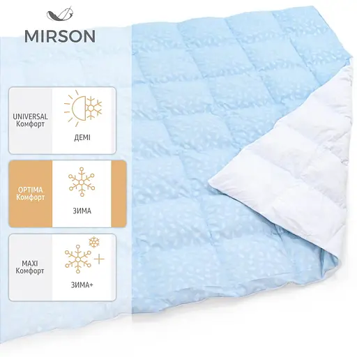 Ковдра пухова MirSon Karmen №1846 Bio-Blue, 90% пух, євростандарт, 220x200, блакитна (2200003014129)