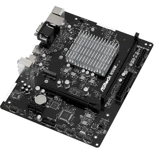 Материнская плата ASRock N100M (Quad-Core N100 3.4GHz, 1xDDR4 DIMM, VGA/HDMI/DP, 1xPCIe, 2xSATAIII, M.2, GLan, mATX) - фото 3
