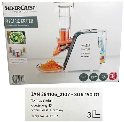 Овощерезка электрическая Silver Crest SGR-150-D1 150 Вт - фото 7