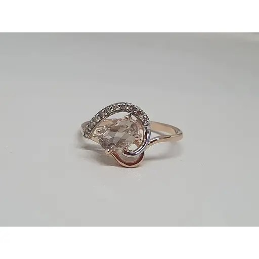 Золотое кольцо Ирида с бриллиантами и кварцем. 11592 17 - фото 5