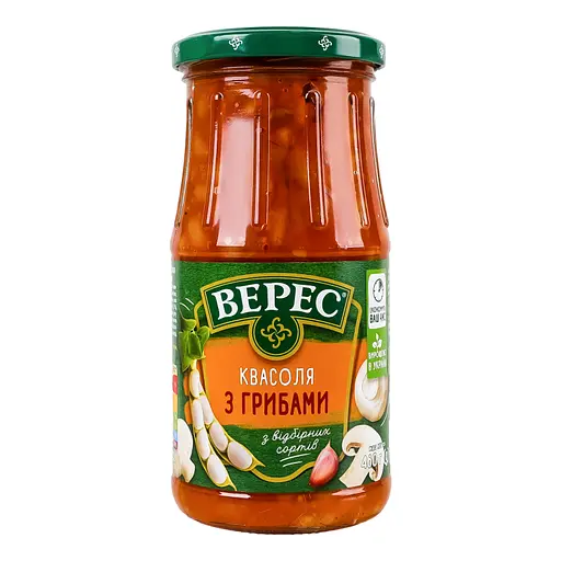 Квасоля Верес з грибами в томатному соусі з олією стерилізована 460 г - фото 2