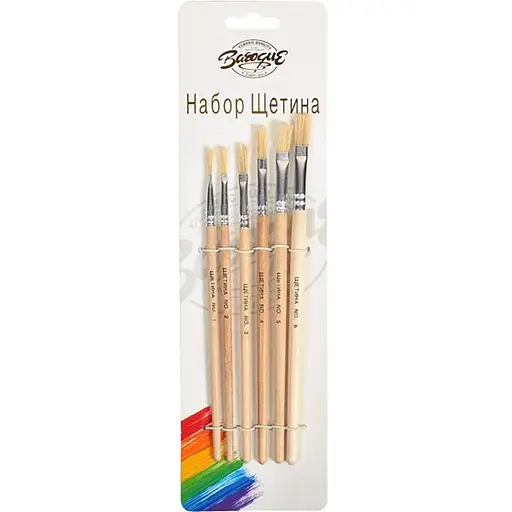 Набір пензликів Barogue 763/24-7 Щетина плоскі 6 шт.