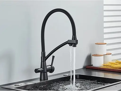 Кухонный смеситель Blide ZeroTwo с подключением к фильтру Осмос (Черный) - фото 2