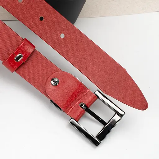 Ремень женский кожаный JK-3023 под джинсы красный (115 см) - фото 5