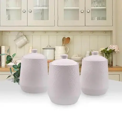 Набір із 3-х керамічних баночок Maestro MR-20002-03CS ємності для сипучих продуктів Білі - фото 2