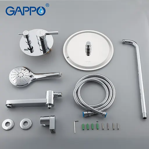 Душова система прихованого монтажу Gappo G7104, вилив - перемикач на лійку, 3-функції, хром - фото 6
