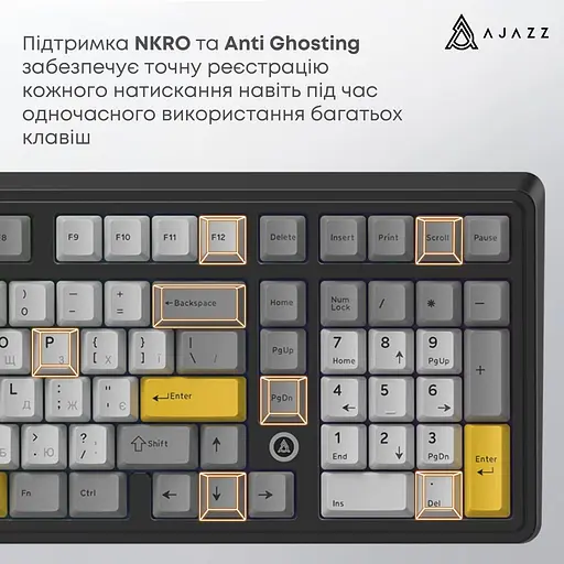 Клавіатура Ajazz AK980 MAX Magnetic switches Black Gray Yellow (AK980-MAX-M-BGY) - фото 13