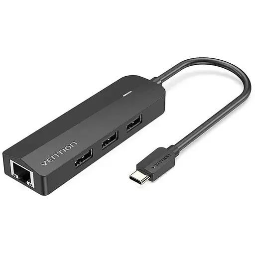 Хаб USB 3.1 Type-C -> 3xUSB 2.0/MicroUSB/RJ45 100Mb Ethernet Black Vention