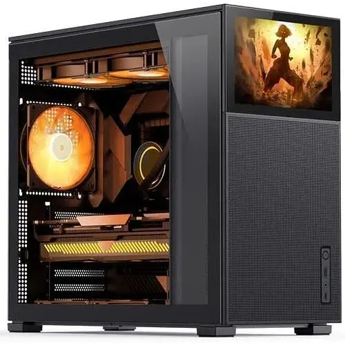 Корпус Jonsbo D41 MESH SCREEN, чорний, без БЖ, Mini Tower, для ATX / Micro ATX, 8" TFT екран (1280x800, 60 Гц), 1xUSB 3.0 / - фото 1