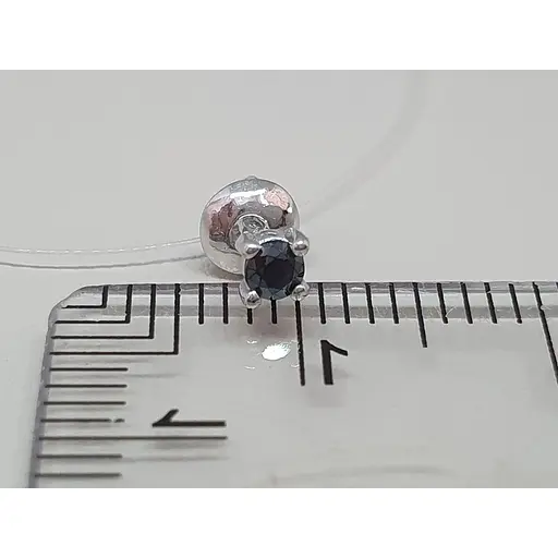 Серебряная моносерьга пуссета с фианитом. 3003.10С Чорный - фото 5
