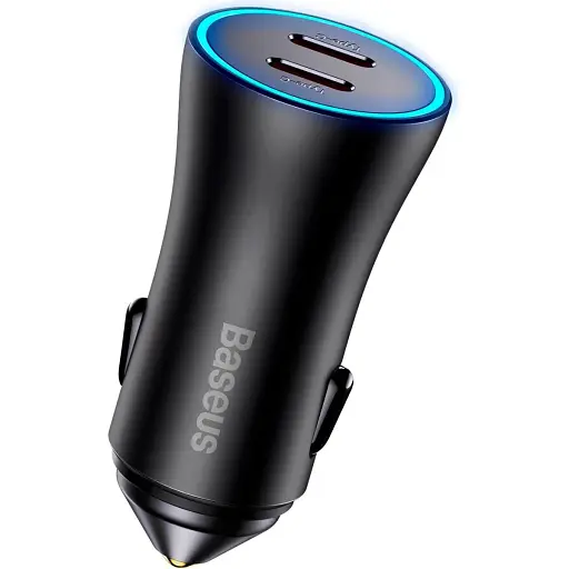 Автомобільний зарядний пристрій Baseus Golden Contactor Pro Dual Fast Charger 2хUSB-C 40W Dark Gray (CGJP000013) [136667]