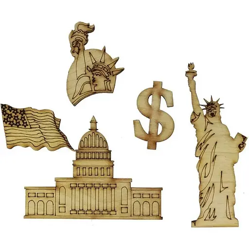 Набор заготовок для украшения Америка фанера 5 шт