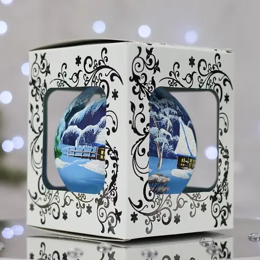 Ялинкова прикраса Санта Шоп Дім на ставку на прозорому склі (7806723189571) - фото 4