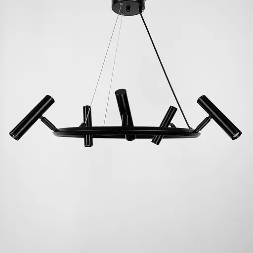 Круглая подвесная черная люстра LEEDS на 6 спотов Ø 60 см Line.F MJ 137/6 BK - фото 3