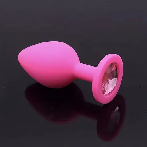 Анальна пробка з кристалом, рожева маленька S - фото 10