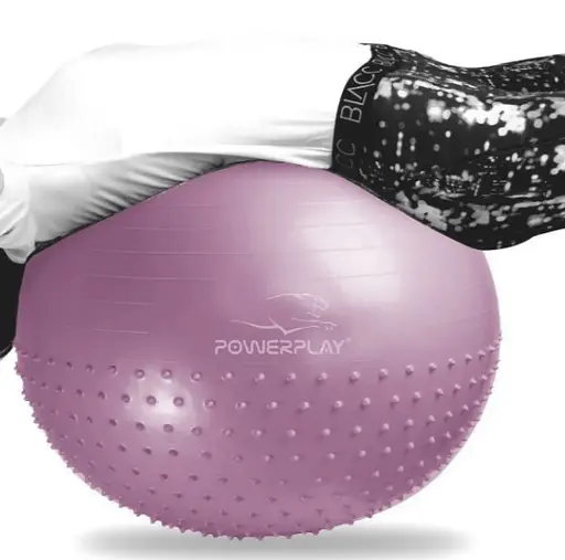 М'яч для фітнесу (фітбол) напівмасажний PowerPlay 4003 Ø65 cm Gymball Ліловий + помпа (PP_4003_65cm_Violet) - фото 3