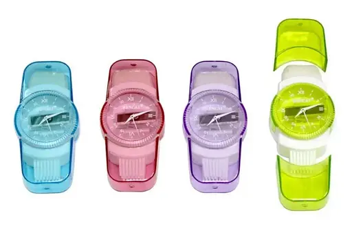 Стругалка Rencai, пластиковая, с контейнером и ластиком, пастельные цвета, 24 шт., 13575(RC-8134)