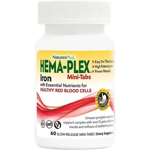 Вітаміни та мінерали Natures Plus Hema-Plex, 60 мінітаблеток
