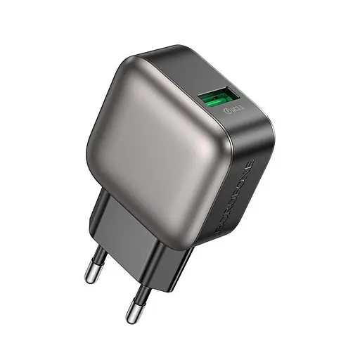 Адаптер сетевой Borofone Absolute single-port charger BAS52A | 1USB, 18W/3A, QC3.0 | - фото 1
