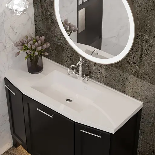 Раковина глянцева врізна Amidicon Santo 110 1100x450 з литого каменю SANTO_110_HL, Білий - фото 8