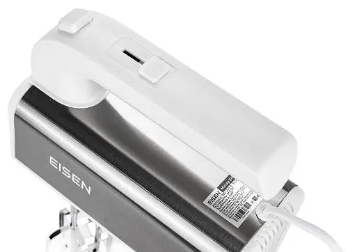 Міксер Eisen EHM-55W, White, 550W, ручний, 5 швидкостей, винчики, гаки для замісу тесту, захист від перегріву - фото 5