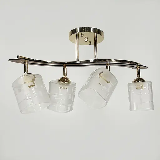 Золотий світильник із декором дерева на 4 плафони у корпусі 60 см | Арт. 6032/4 GD | Line F - фото 1