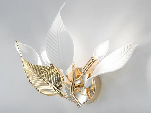 Дизайнерське бра Diasha з фарфоровими елементами, 2 лампи, золото - фото 2