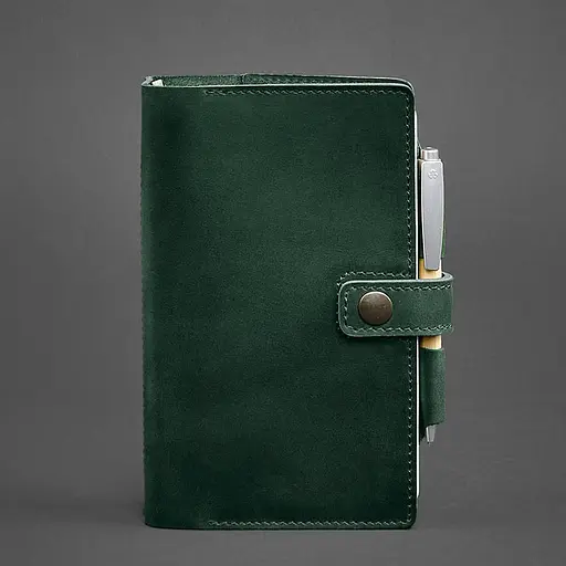 Кожаный блокнот (Софт-бук) 4.0 зеленый Crazy Horse - фото 6
