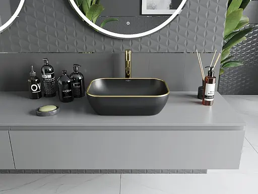 Умивальник Mexen Rita black matt gold Edge накладний MEX-21084575, Золотий - фото 3