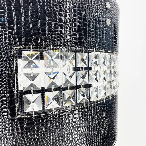 Світильник з чорною екошкірою та кришталевими камінчиками | Арт. S 006/2 BK | Line F - фото 4